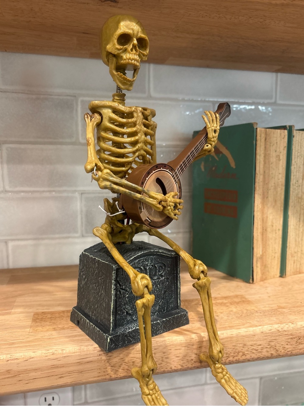 Animated Banjo Playing Skeleton Figurine Halloween Decor
